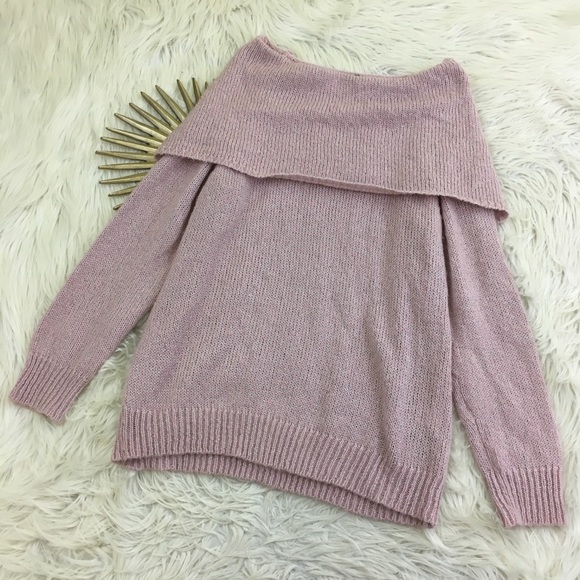 Dana Buchman Sweaters - Dana Buchman Pink Lurex Marilyn Neck Sweater